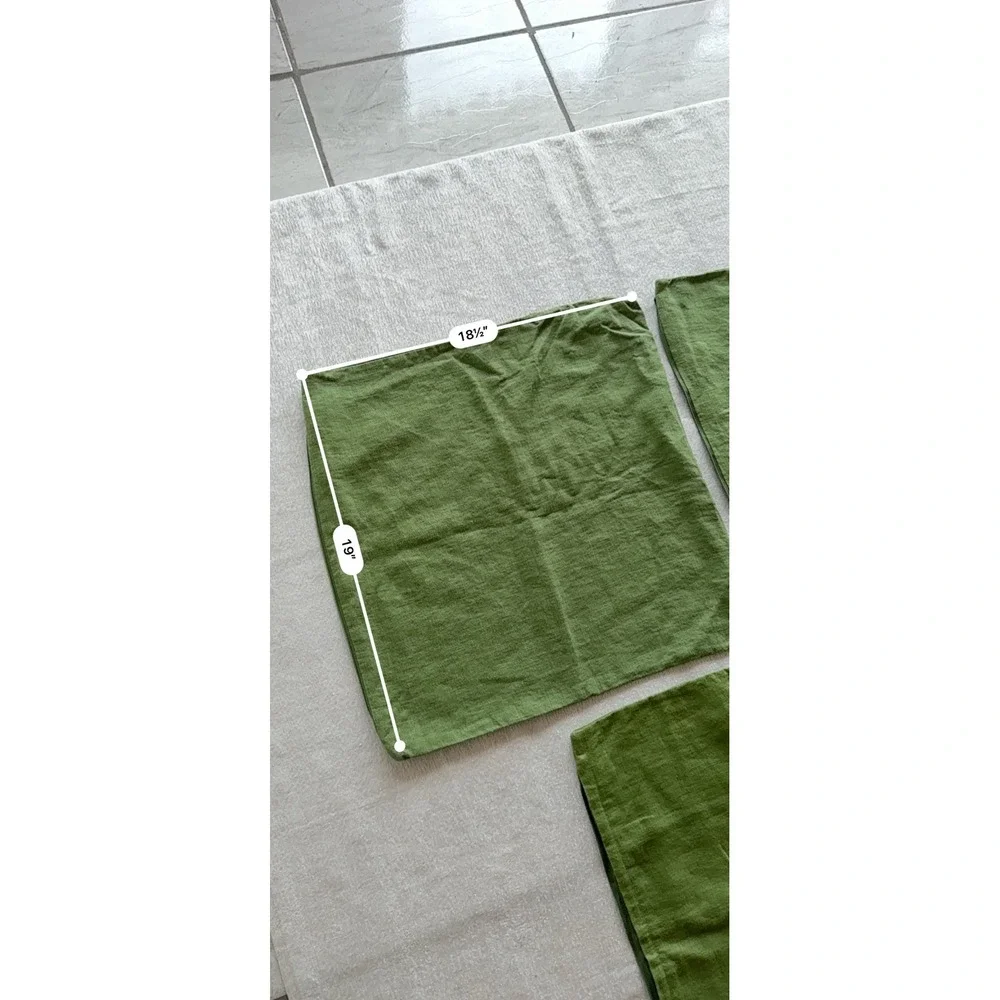 3pc IKEA VIGDIS Moss Green Ramie Pillow Cushion Covers Zip Closure